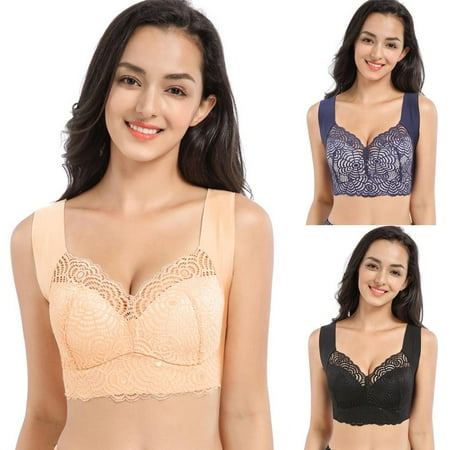 

Lymphvity Detoxification and Shaping & Powerful Lifting Bra Lace Plus Size Wireless Bra for Women (L)