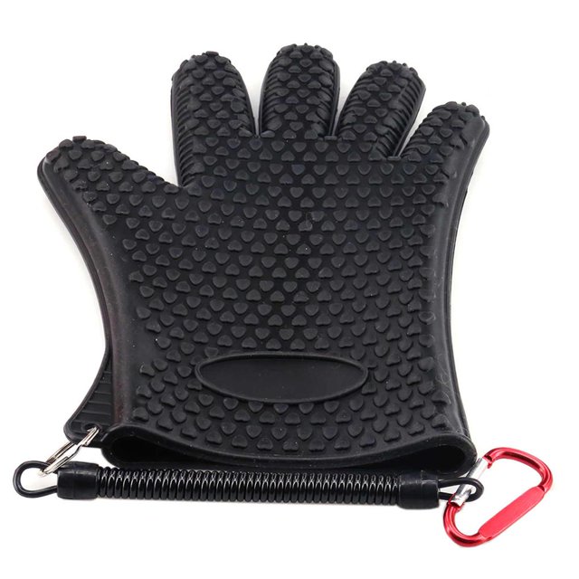 Soidarity Guante de pesca con cuerda antipérdida Manopla de captura de goma Resistente al agua Antideslizante Fácil de usar Guantes de captura para Pescar Negro Soidarity OD010536-01