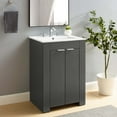 thumbnail image 2 of Sink Vanity Cabinet, Melamine, Grey Gray White, Modern Contemporary Urban Design, Hotel Bedroom Bathroom Master Suite Guest, 2 of 10