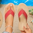 thumbnail image 3 of Rokment Flip Flops Beach Sandals for Women Indoor and Outdoor Waterproof Water Swim Pool Flat Thongs Slippers Casual Dress Slip on Slides Summer Shoes Red Size 7, 3 of 7