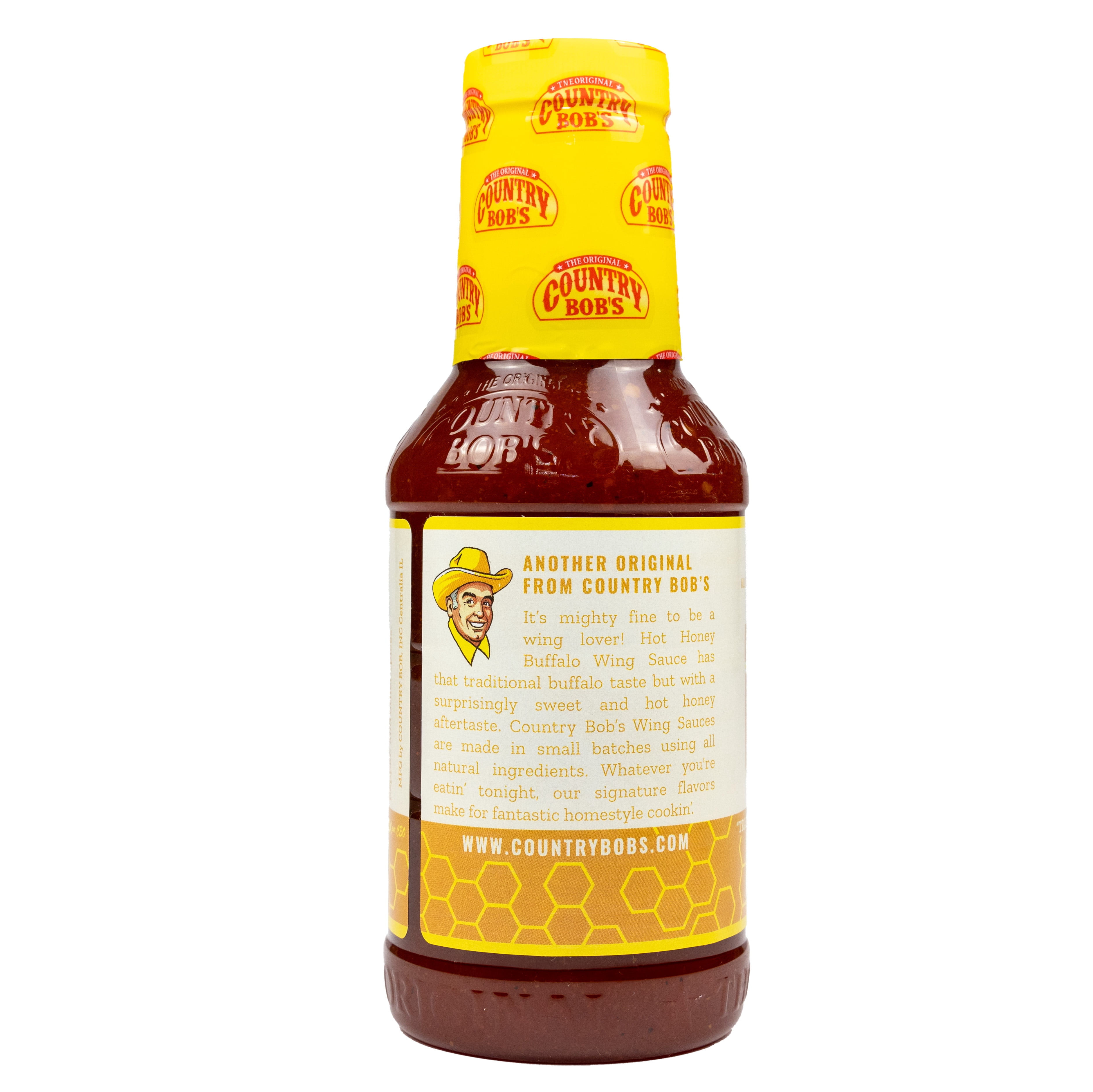 (3 pack) Country Bob’s Hot Honey Buffalo Wing Sauce, 18 oz Bottle, Gluten-Free
