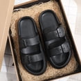 thumbnail image 2 of BERANMEY Comfort Cloud Slippers For Women and Men Double Buckle Adjustable Slides Pillow Slippers EVA Flat Sandals Unisex Slippers, 2 of 9