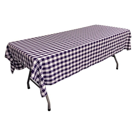 

Jiowenm Fabric & Foam Inc Polyester Poplin Gingham Checkered Rectangular Tablecloth (White & Purple 60 Wide x 108 Long)