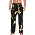 thumbnail image 2 of Picia Christmas Gold Deers Mens Soft Woven Cotton Elastic Waistband Sleep Pajama Pant Lounge Sleep Pant With Pockets And Drawstring-Small, 2 of 9