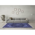 thumbnail image 3 of Ahgly Company Machine Washable Indoor Round Medallion Blue Traditional Area Rugs, 4' Round, 3 of 4