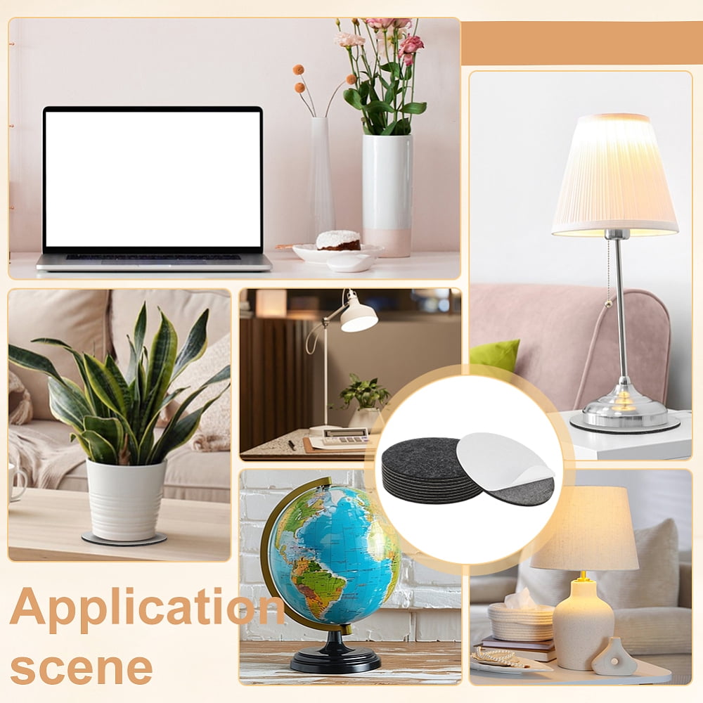 20Pcs Felt Mats with Adhesive Back Flat Round Dark Gray 150x4mm DIY