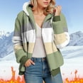 thumbnail image 2 of larppty Fleece Jackets for Women Fashion Color Block Cardigan Coats Warm Outerwear Fall Fashion Warm Clothes (Green, 5XL), 2 of 6