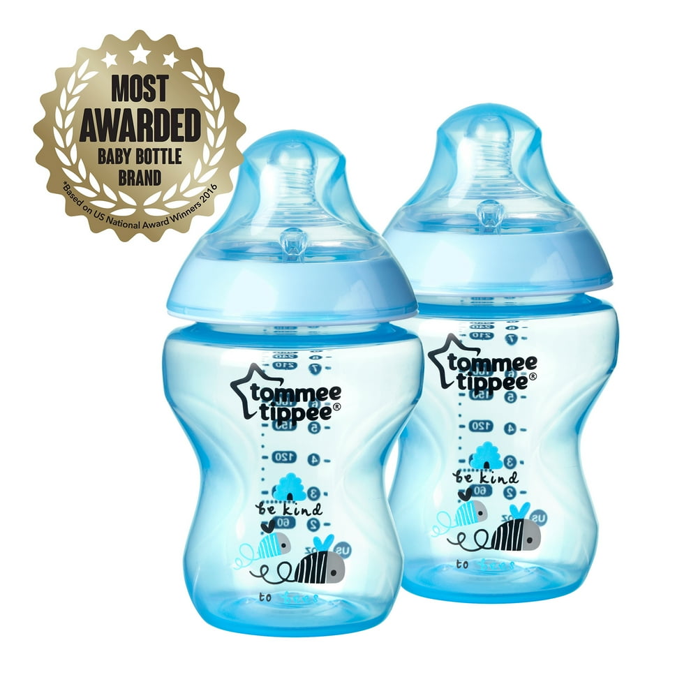 Tommee Tippee Closer to Nature 9oz Decorated Baby Bottles, BPAFree, Boy, 2 ct