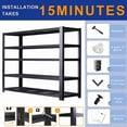 thumbnail image 3 of 72''H Garage Shelving Unit, Black Storage Shelf, 5 Tiers Storage Racks, Free Standing Heavy Duty Metal Adjustable Shelves, 3 of 6