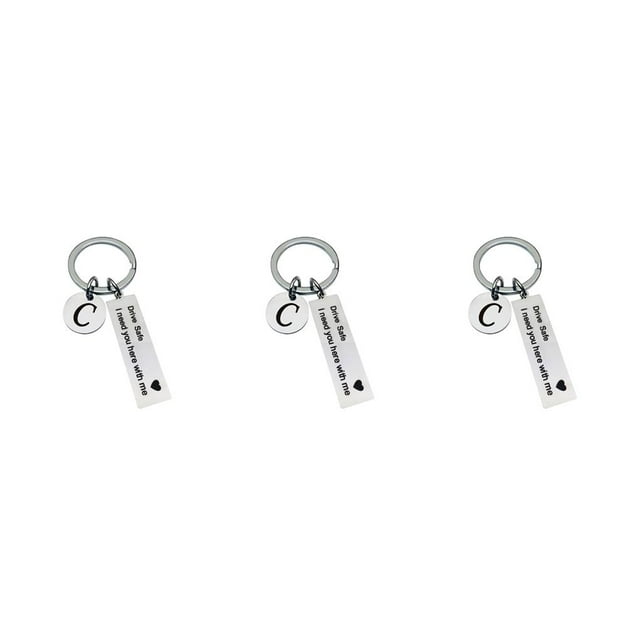 facefd 1/2/3/5 Drive Safe Keychain Initials Lettering Men Women Boyfriend Husband Key Chain C 3PCS