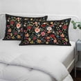 thumbnail image 3 of Watercolor Flowers Pillow Covers, Linen Long Throw Pillow Case, Farmhouse Floral Vintage Black Holiday Pillow Protector Decorative Cushion Cover for Living Room/Bedroom 16" x 24", 3 of 8