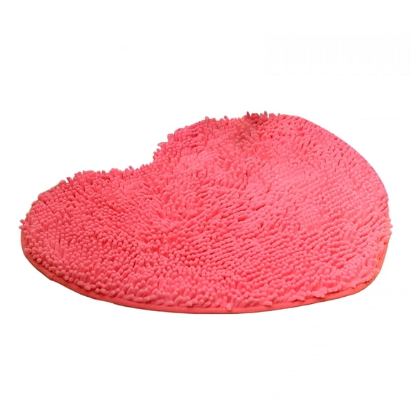 AUQ 2026 New Hot Pink Heart Shaped Chenille Bath Mat Soft Absorbent Plush Microfiber Bathroom Rug Non-Slip Machine Washable Shaggy Mats Carpet for Shower,Bedroom,Bathtub,20"X24"