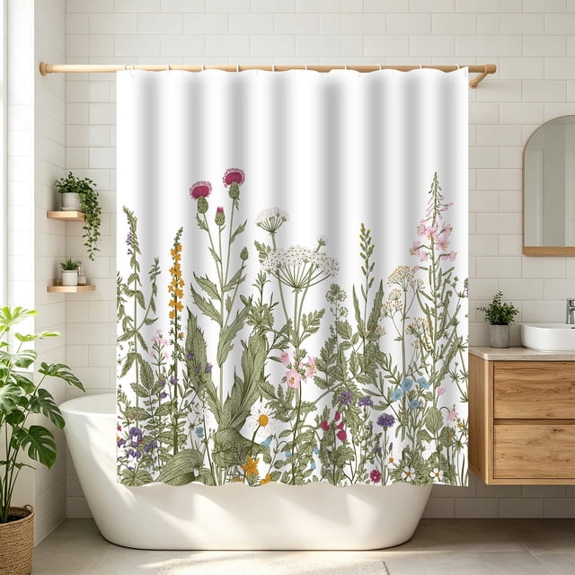 EGNMCR Shower Curtain Floral Patterns Printed Decoration Partition Cloth Water Repellent Shower Curtain Hooks With Hooks Easily Install Shower Curtain 71x71'' polyester Shower Curtain
