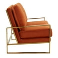 thumbnail image 6 of LeisureMod Loveseat Upholstered in Velvet with Gold Stainless Steel Sled Base and Removable Cushions for Modern Home, Living Room, Offices Jefferson Collection in Orange, 6 of 8