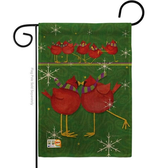 Breeze Decor BD-WT-G-114216-IP-DB-D-US18-BT 13 x 18.5 in. Callin All Cardinals Burlap Winter Wonderland Impressions Decorative Vertical Double Sided Garden Flag