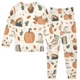 thumbnail image 2 of FORMRS Long Sleeve Top and Pants Pajama Set for Niños 2-Piece Sleepwear, Sizes 18M-8Y, Beige Fall Leaves, 2 of 6