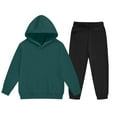 thumbnail image 4 of Eltusu Girls Outfit Sets, Relaxed Fit Long Sleeve Casual 2 Pieces Hoodies and Sweatpants Green Size 11-12 T, 4 of 5