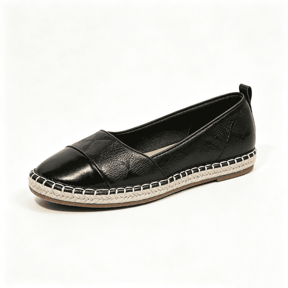 Rexoro Women Loafers Flats Cap Toe Woven Trim Comfort Slip On Women Shoes