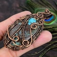 thumbnail image 3 of Natural Tibetan Turquoise Gemstone Copper Wire Wrap Gift Pendant 3.35, 3 of 4