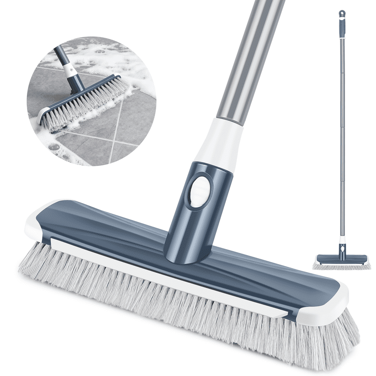 SUPTREE Floor Scrub Brush with Long Handle and Scraper photo 1