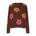 thumbnail image 6 of Cyber and Monday Deals BUIgtTklOP no boundaries Women's Floral Pattern Long Sleeve Drop Shoulder Sweaters Ribbed Knit Pullover Jumper Tops, 6 of 6