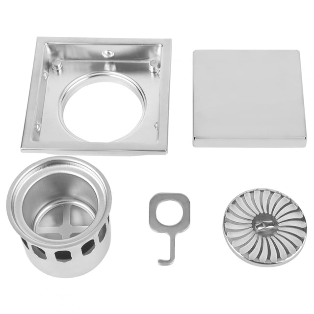 Desagüe de suelo para baño, de acero inoxidable, cuadrado, antiolor, con compuerta para ducha