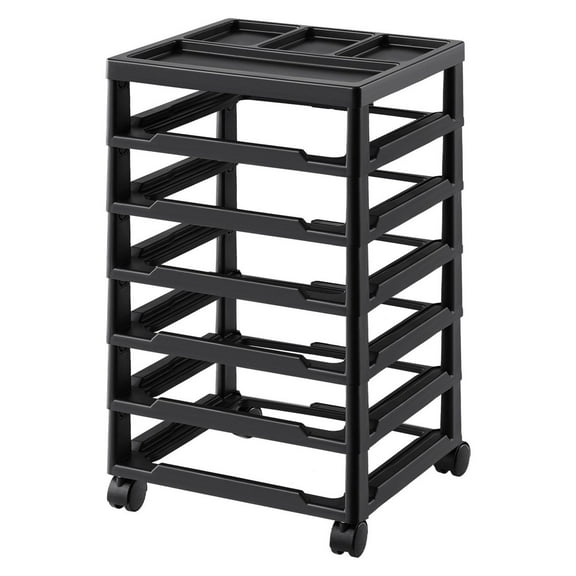 Scrapbook Rolling Storage Cart 6-Tier Large Capacity with Organizer Top Black