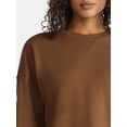 thumbnail image 4 of Time and Tru Women's Slub Texture Ribbed Sweatshirt with Long Sleeves, Sizes XS-XXXL, 4 of 5