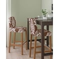 thumbnail image 2 of Brown Boho Bar Stool Covers Set of 2, Vintage Classic Bohemia Flower Textured Stretch Washable Bar Chair Covers with Backs, Removable Pub Counter Height Chair Cover for Kitchen Dining Room Cafe, 2 of 7
