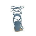 thumbnail image 2 of BLISSFUL STEP Women's Shoes Faux Suede Lace Up Block Heel Slingback Open Toe Sandals Haze Blue 11, 2 of 7