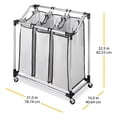 thumbnail image 4 of Whitmor 3-Section Rolling Laundry Sorter, Metal Frame with Removeable Foam-Mesh Laundry Bags, Chrome/White, 4 of 4