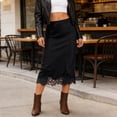 thumbnail image 2 of Tfken Summer Skirts For Women Solid Color Low Waist Lace Long Skirts Fashion Casual Daily Wear Female Leisure Clothes Black, 2 of 4
