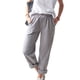thumbnail image 1 of Pantalones rectos cómodos con cintura elástica y bolsillos de color sólido informales para mujer, 1 of 5