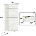 thumbnail image 3 of Furologee Fabric White Dresser, Vertical Storage Tower Organizer with 6 Drawers for Bedroom, Living Room, Stable Nightstand Bedside Table, 3 of 12