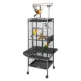thumbnail image 4 of Wliqien 61" Extra Large Bird Cage, Corner Wide Parrot Cage, Large Wrought Iron Rolling Bird Cage with 360 Degree Wheels for African Grey Parrots, Macaw Rooftop Play & Lock Protection, 4 of 7