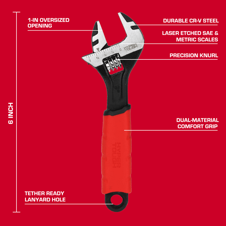 6-Inch Wide Jaw Adjustable Wrench With Comfort Grips photo 3