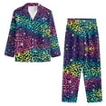 thumbnail image 6 of SEANATIVE Rainbow Leopard Print Button Up Pajamas for Women Size XS Long Sleeve Button Down Sleepwear Two Piece Cover Ups for Women Ladies Night Wear Jogger Outfits, 6 of 7