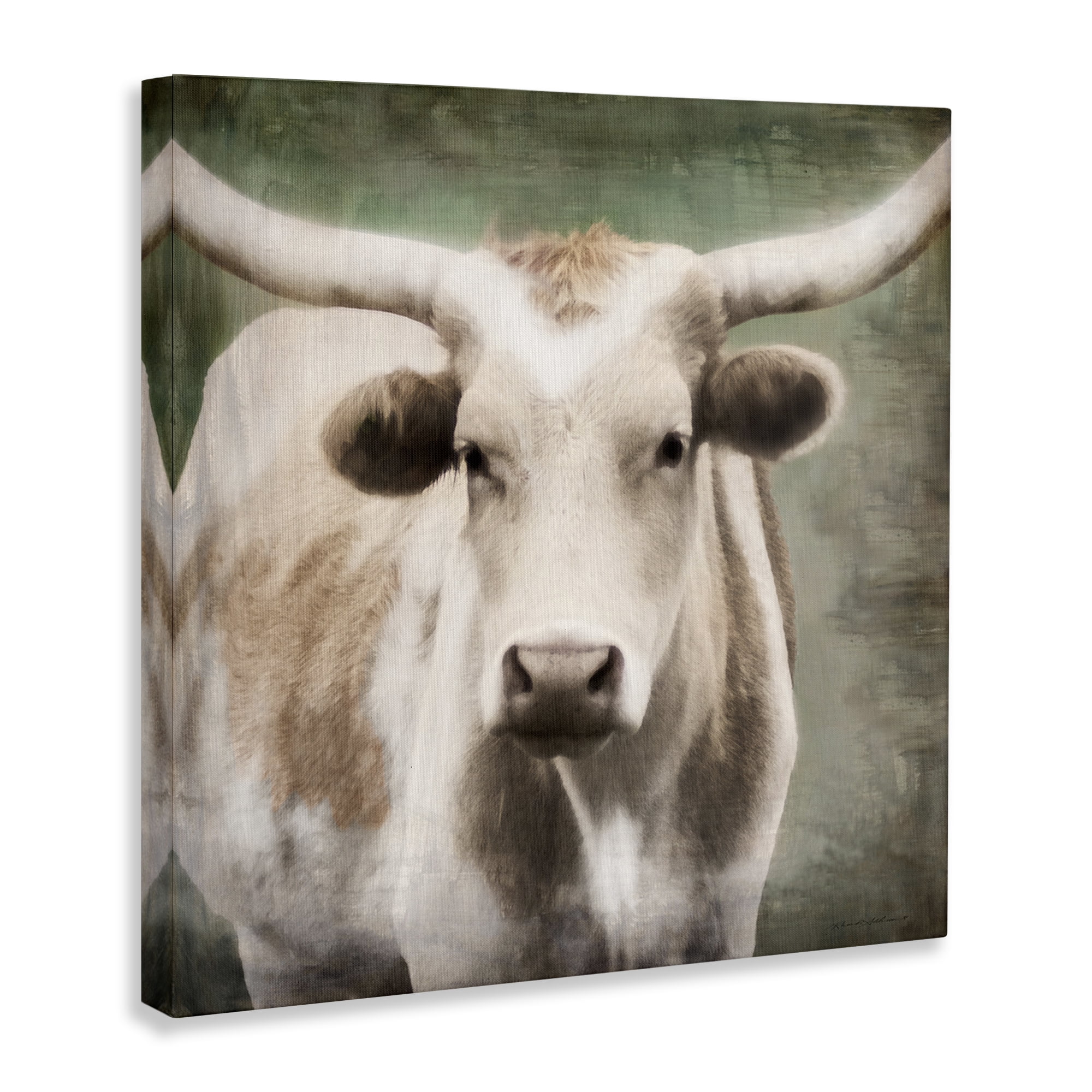 Stupell Industries Rustic Longhorn Cattle Animals & Insects Painting Gallery Wrapped Canvas Art Print Wall Art, 24 x 24