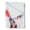 thumbnail image 2 of Hockey Soft Flannel Fleece Throw Blanket, 2 Ice Hockey Players in Cartoon Style on Grunge Abstract Skating Rink Backdrop, Cozy Plush for Indoor and Outdoor Use, 50" x 70", Multicolor, by Ambesonne, 2 of 5