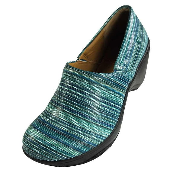 Nurse Mates Bryar Lightweight Leather Medical Nursing Clogs Slip-On Doctor Shoes, 37867 Aqua / 6.5C/DUS
