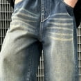 thumbnail image 4 of Teen Boys Baggy Denim Pants Wide Leg Carpenter Jeans Casual Elastic Waist Loose Fit Pants Skater Stretch Trousers Streetwear, 4 of 7