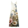 thumbnail image 4 of Tnhcen Women's Summer Casual Sleeveless V-Neck Max Print Dress, Plus Size S-3XL Beach Vacation Slip Dress, Lightweight Flowy Floral Leaf Casual Wear, 4 of 5