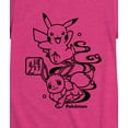 thumbnail image 3 of Pokémon - Wagara Pikachu Eevee Group - Girls Fitted Short Sleeve T-Shirt, 3 of 6