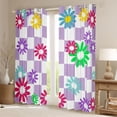 thumbnail image 2 of Homewish Teens Adults Chic Floral Plaid Curtains Pack of 2 (42x84 Each),Geometric Plaid Grid Curtains Blackout,Abstract Colorful Flowers Bedroom Curtains,Luxury Bedroom Decor, 2 of 6