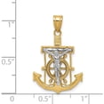 thumbnail image 5 of 14K Two-Tone Diamond-Cut Mariner's Cross Pendant (28 X 18) Made In United States c3714, 5 of 6