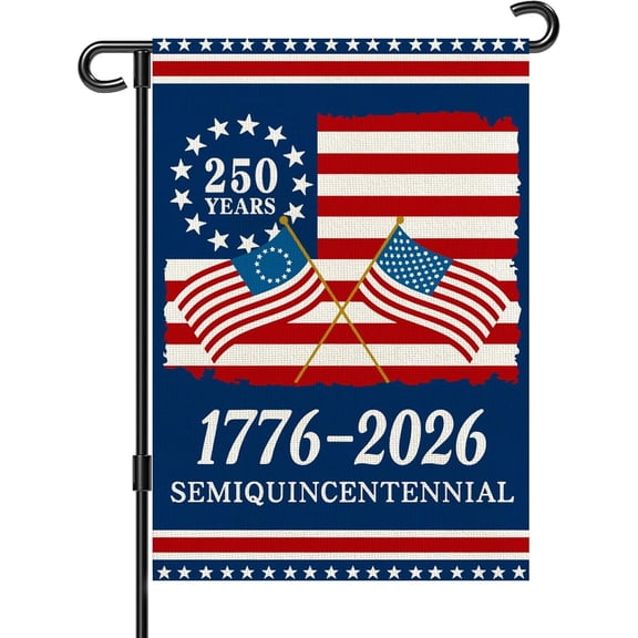 250th Anniversary USA Flag 1776-2026 Commemorative Patriotic Yard Sign, 250 Years America Double-Sided Garden Flag 12 x 18 Inch