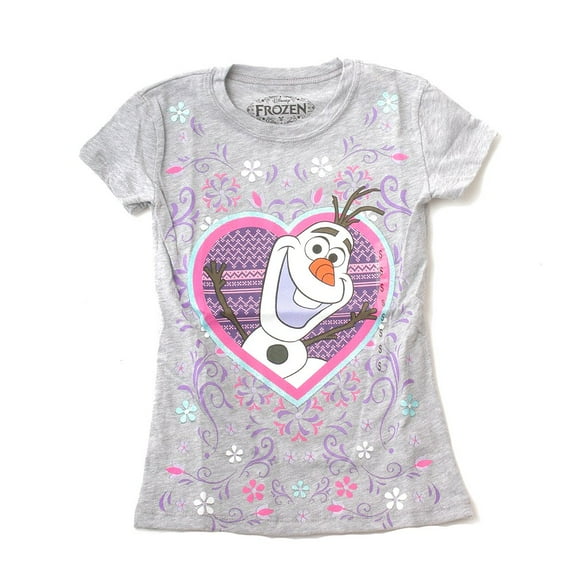 Disney Frozen Floral Olaf In Heart Girls T-Shirt (XL)