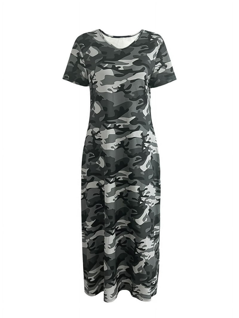 Women'S Casual Summer T Shirt Dress Loose Short Sleeve Camo Tunic Dress with Pocket for Women Grey S - Walmart.com Women'S Casual Summer T Shirt Dress Loose Short Sleeve Camo Tunic Dress with Pocket for Women Grey S - Walmart.com