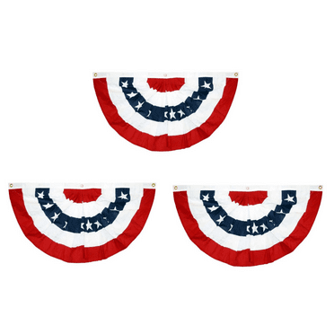 AUQ 3Pcs American Flag Patriotic Bunting,Efficient American Flags for Outside,Outdoor Decor Fan-Shaped Flags