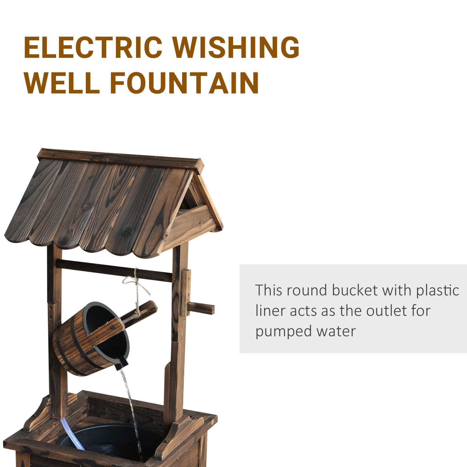 Dranite Rustic Wishing Well Fountain Outdoor Garden Decorative Water Feature with Pump